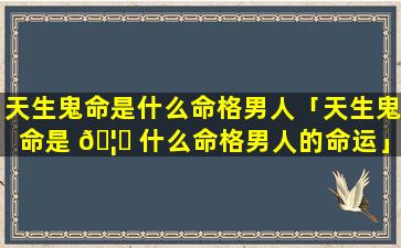 天生鬼命是什么命格男人「天生鬼命是 🦋 什么命格男人的命运」